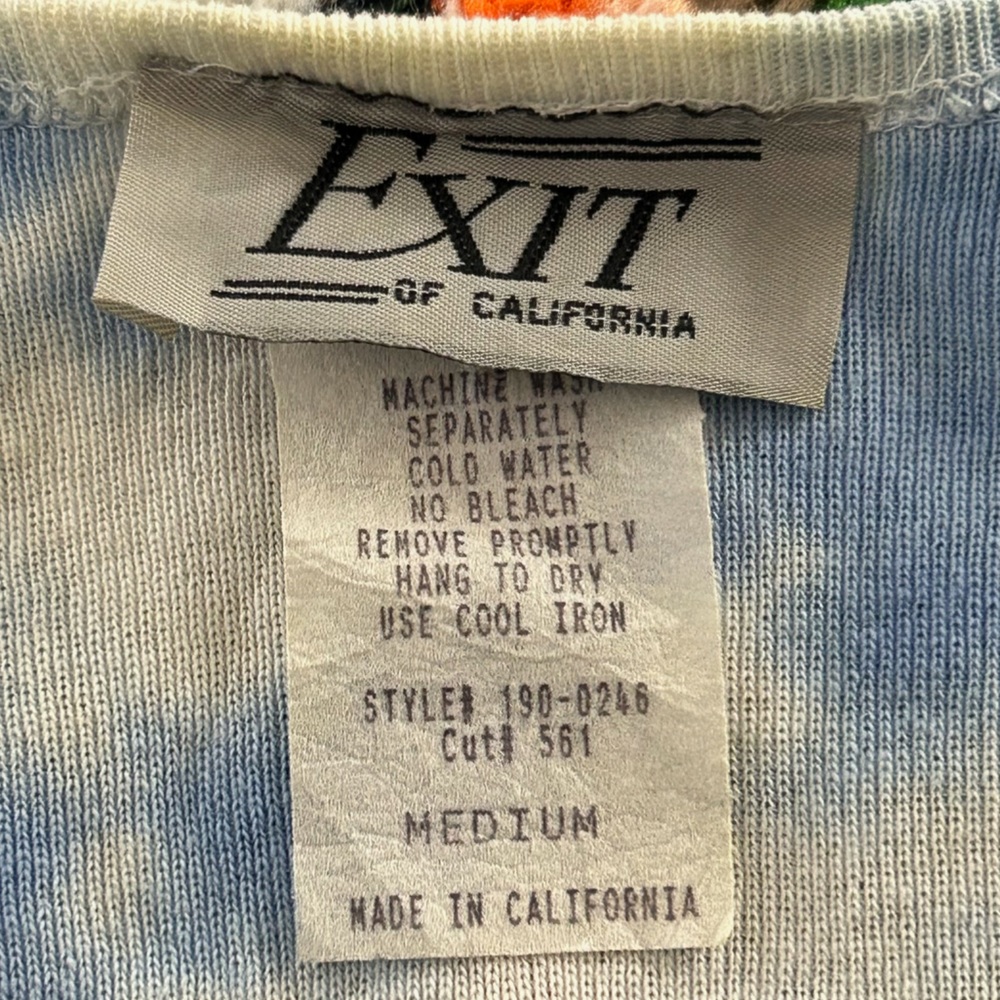 Vintage 90s Y2K Cloud Tie Dye California Made Fitted Baby Scoop Neck Pas… - Picture 6 of 12